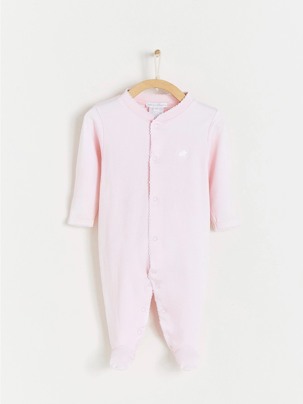 babycottons Pale Pink Logo Footie Pajama